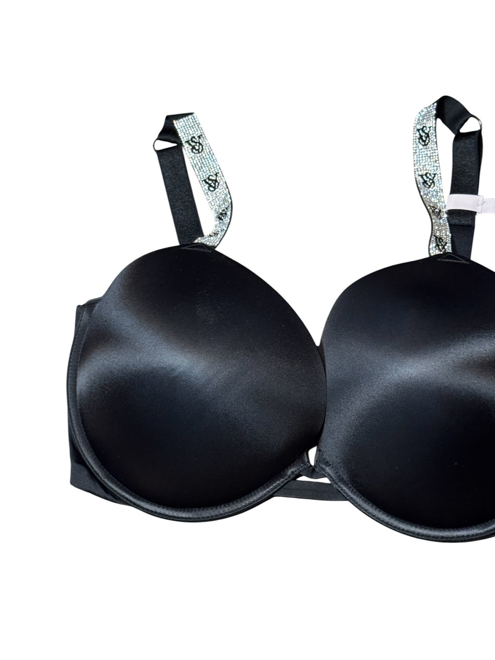 Victoria's Secret Very Sexy Black Push Up Bra Rhinestone Logo Straps Size 36G - Picture 4 of 8